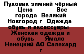 Пуховик зимний чёрный › Цена ­ 2 500 - Все города, Великий Новгород г. Одежда, обувь и аксессуары » Женская одежда и обувь   . Ямало-Ненецкий АО,Салехард г.